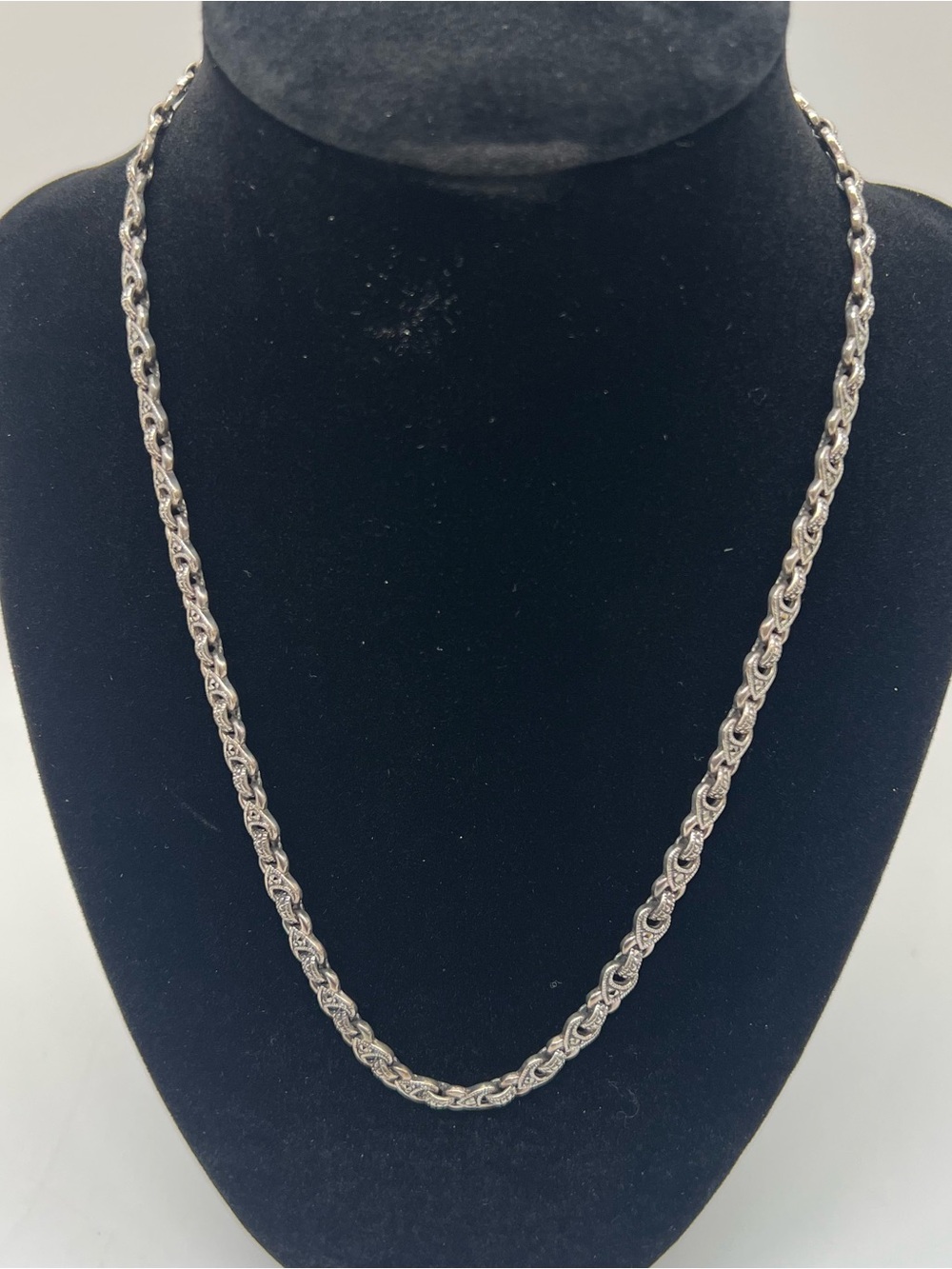 Vintage Sterling Silver Marcasite Byzantine Link Necklace 925 Marked 29.78g